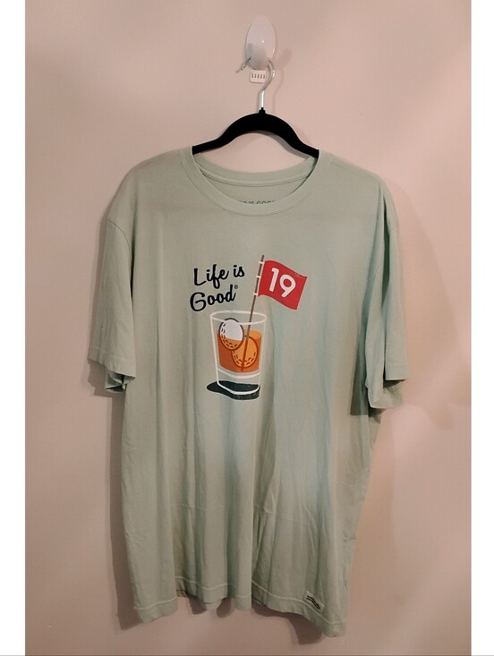 Life Is Good Other - Life is Good Men's XL Crusher-Lite T-Shirt "19th Hole" Golf Whiskey Light Green
